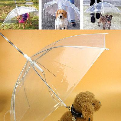 Transparent Pet Umbrella Portable Built-in Leash Puppy Umbrella Cat Raincoat