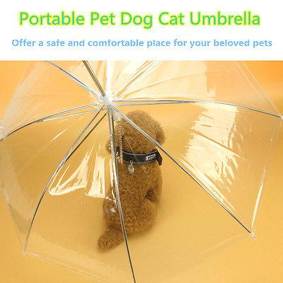 Transparent Pet Umbrella Portable Built-in Leash Puppy Umbrella Cat Raincoat